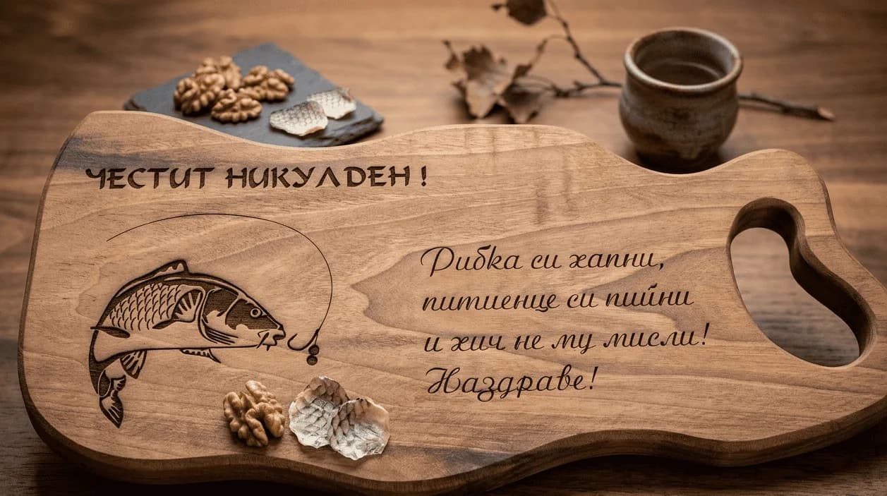 Дъска за мезета с гравюра
