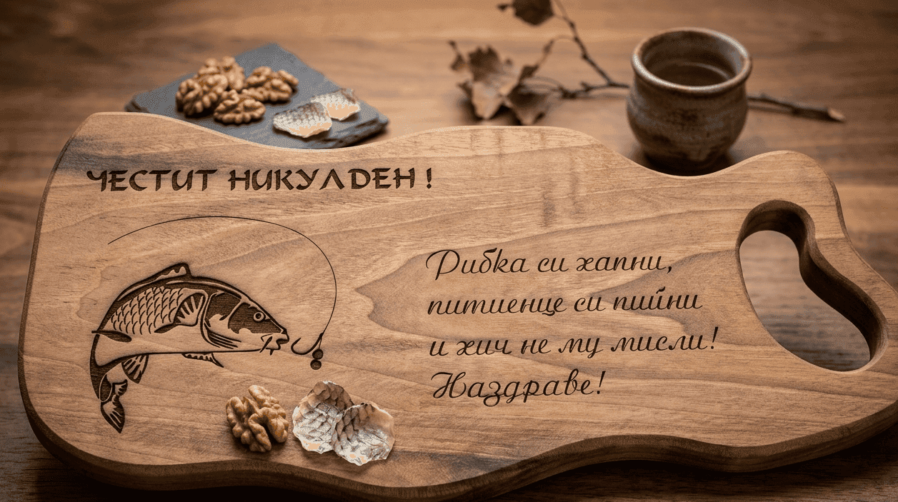 Дъска за мезета с гравюра